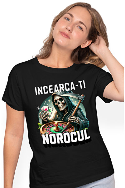 StoryGift Romania Tricou Femei moartea cu coasa, joc de noroc, haios cu impri...