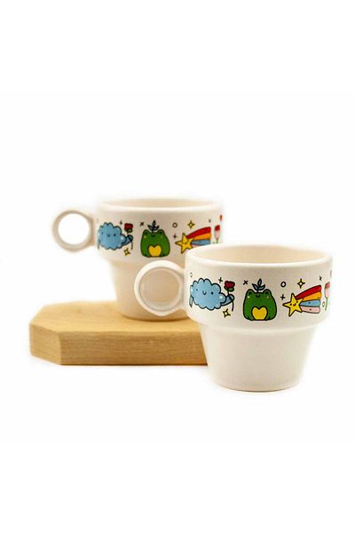 PALTO TASARIM Cheerful Garden Set of 2 Espresso Cups - Gift Ceramic Cup