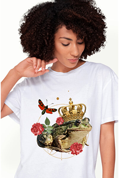 StoryGift Romania Tricou Femei Cu Arta Abstracta, Broasca Regeasca, Trandafir...