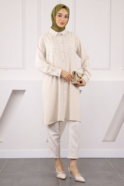 İmajButik Linda Tunic with Stone Front Stone Detail