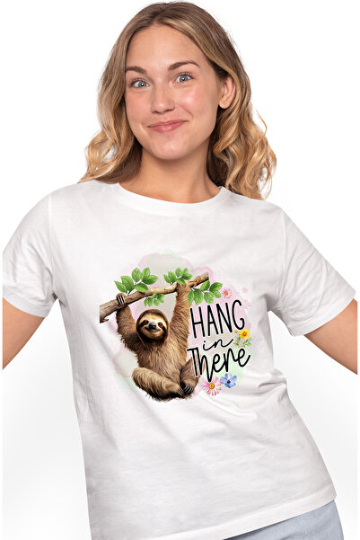 StoryGift Romania Tricou Femei cu animalul sloth/lenes atarnat de o creanga c...