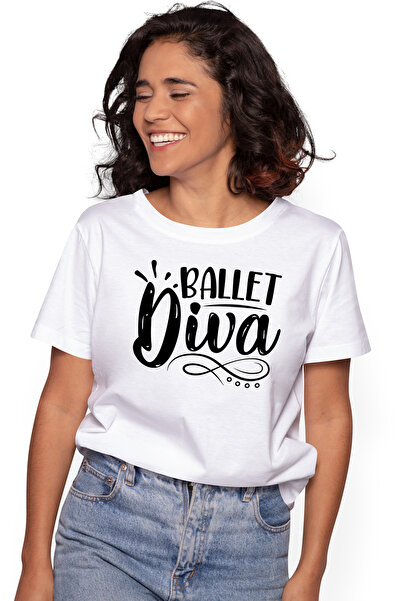StoryGift Romania Tricou Femei pentru cele pasionate de balet - diva dans talent cu imprimeu pe F WHT_M