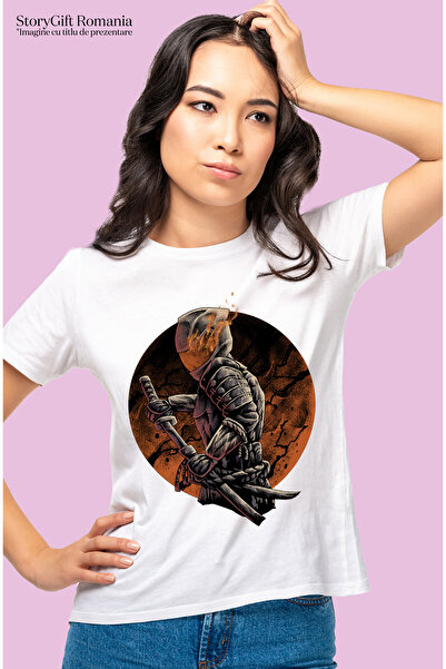 StoryGift Romania Tricou Femei Cu Ronin Rider, Samurai, Motocicleta, Sabie, Multicolor Cu Imprime Wht_l