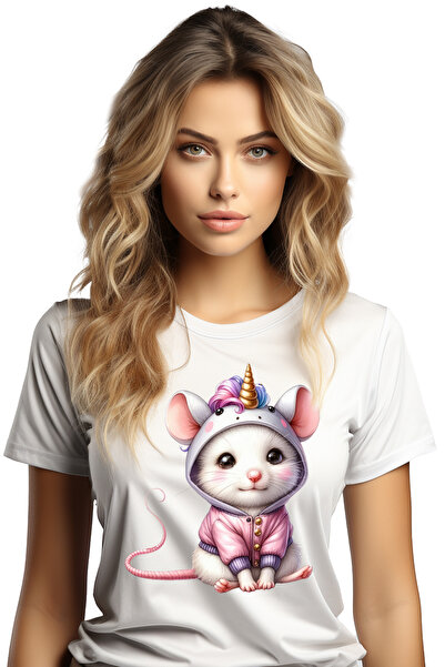 StoryGift Romania Tricou Femei cu un soricel imbujorat, ilustratie, costumat ...