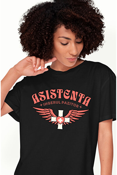 StoryGift Romania Tricou Femei asistenta, inger pazitor, medical, sanatate cu...