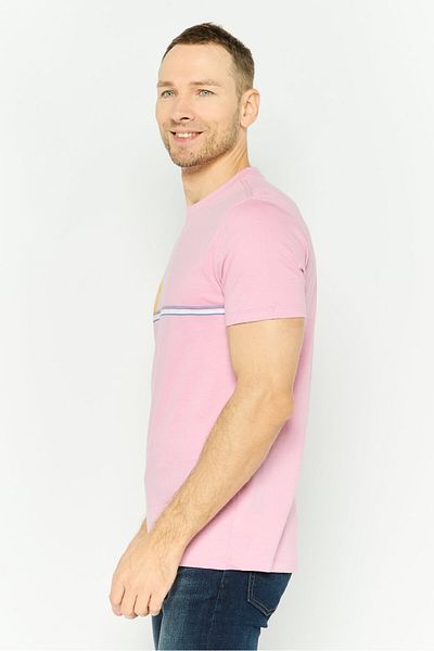 GAP Men Crew Neck Short Sleeve Graphic Print T Shirt, Light Pink Combo