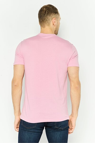 GAP Men Crew Neck Short Sleeve Graphic Print T Shirt, Light Pink Combo