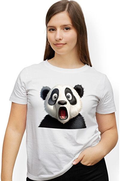 StoryGift Romania Tricou Femei cu un urs Panda socat, ilustratie, a ramas cu ...