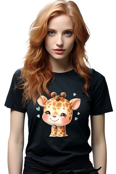 StoryGift Romania Women's T-shirt with a small, blushing zebra, illustration, heart, shy, apr BLK_XL