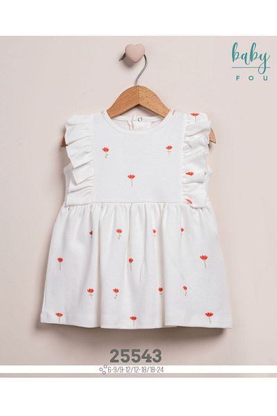 Baby Fou Baby Girl Red Floral White Dress Tulip Dress