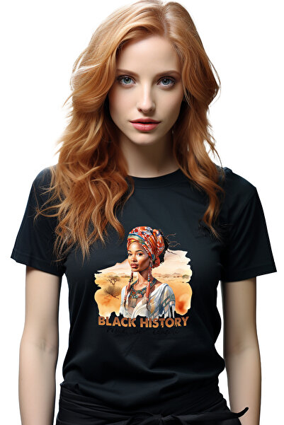 StoryGift Romania Tricou Femei cu o femeie neagra din Africa cu mesajul "Blac...