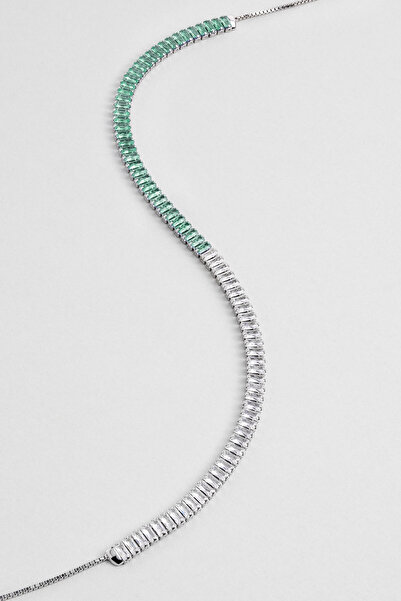 So CHIC... Renkli Baget 18 Ayar Beyaz Altın Kaplama Ayarlanabilir Gümüş Choker Kolye