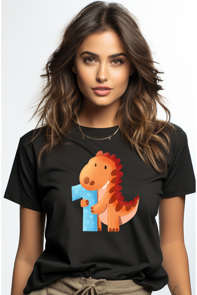 StoryGift Romania Tricou Femei cu un dinozaur cu cifra 1, ilustratie, pentru ...