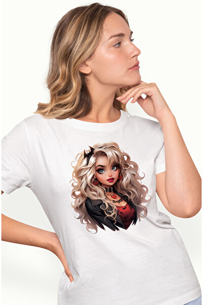 StoryGift Romania Tricou Femei cu o fata blonda, ilustratie, frumusica, inimi...