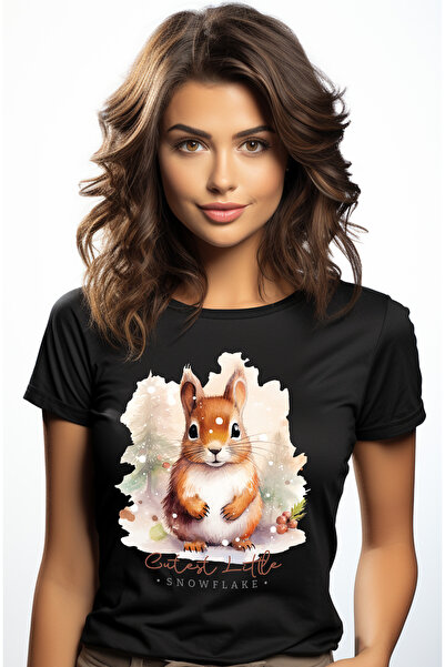 StoryGift Romania Tricou Femei cu o veverita cu mesajul "Cutest Little Snowfl...