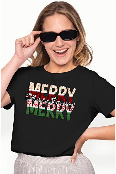 StoryGift Romania Tricou Femei cu mesajul "Merry Christmas Merry", Craciun fe...