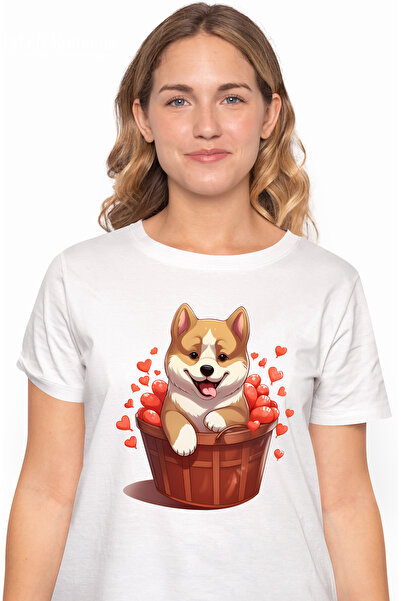 StoryGift Romania Tricou Femei cu un catel vesel care sta intr-un cos, ilustr...