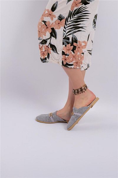 lovitto Buckle Detailed Knitwear Women's Slippers