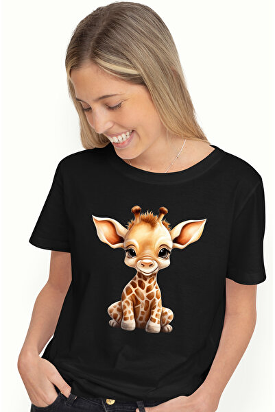 StoryGift Romania Tricou Femei cu un pui de girafa timid, ilustratie, jucaus,...