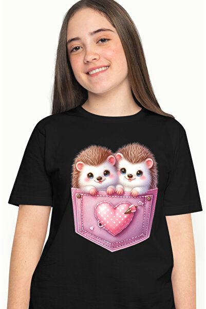 StoryGift Romania Tricou Femei cu 2 arici care stau in buzunare, ilustratie, ...