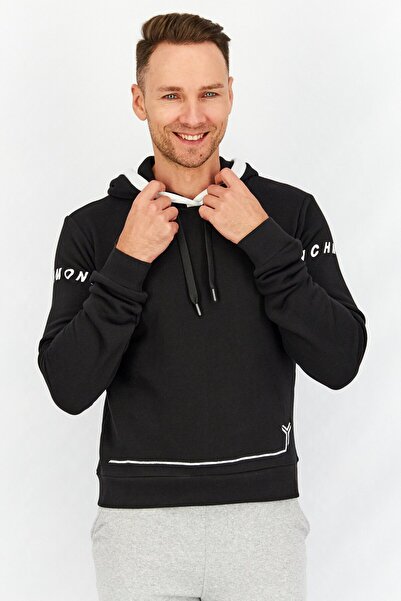 John Richmond Men Hooded Printed Long Sleeve Sweatshirts, Black