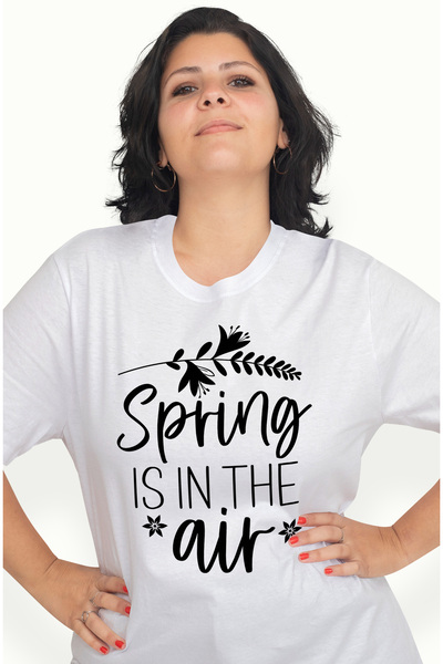StoryGift Romania Tricou Femei pentru iubitorii de primavara cu mesajul "Spring is in the air" - f WHT_XS