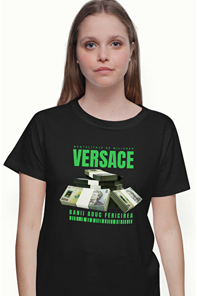 StoryGift Romania Tricou Femei - Banii Aduc Fericirea, Cu Imprimeu Pe Fata, 1...