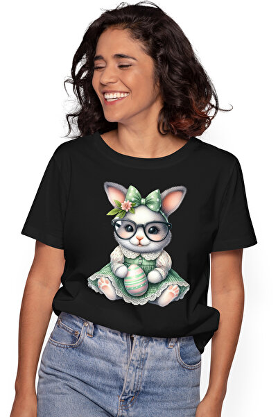 StoryGift Romania Tricou Femei cu un iepuras cu ochelari, ilustratie, imbraca...