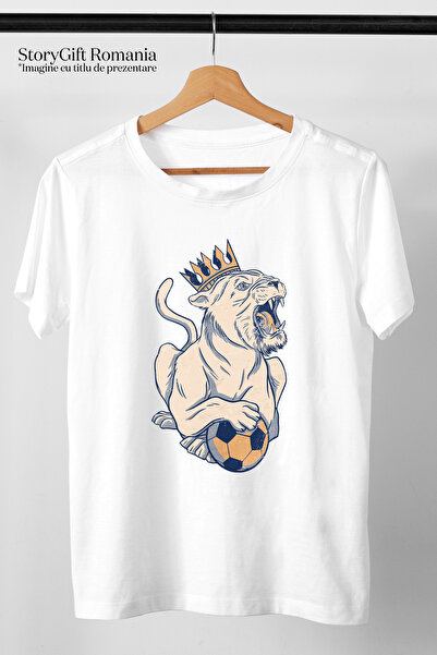 StoryGift Romania Tricou Femei Cu Leu Cu Coroana Urland, Inima Fotbal, Animal Periculos Jungla, Me WHT_L