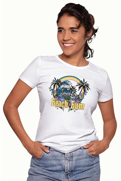 StoryGift Romania Tricou Femei cu mesajul "Beach Bum", vara, vacanta, relaxar...