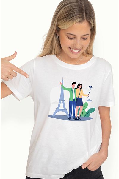 StoryGift Romania Tricou Femei Cu Franta, Turism, Turnul Eiffel, Telefon, Multicolor cu imprimeu WHT_XS