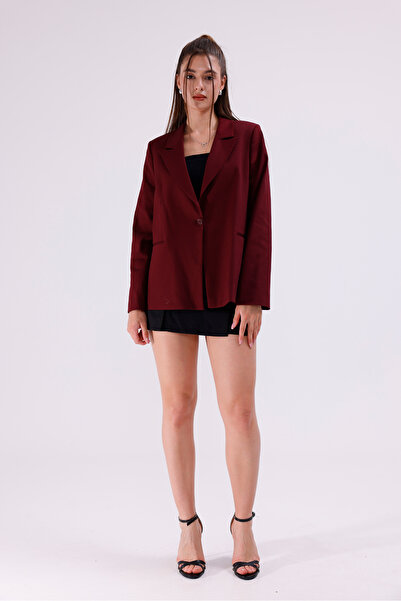 LA PANTE Jachetă pentru femei Blazer bordeaux căptușit în interior Jachetă pe...