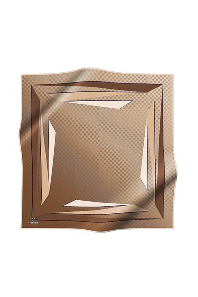 Vissona 100% Twill Silk Gradient Pattern Milk Brown - Μπεζ Χρώμα 90x90 Σχήμα Ραπτικής Κασκόλ: Ράψιμο στο χέρι