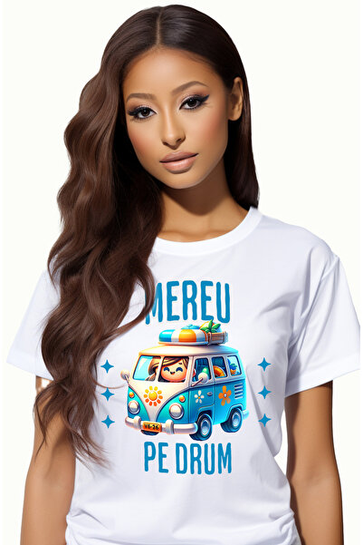 StoryGift Romania Tricou Femei mereu pe drum fata in calatorie aventura cu imprimeu pe Fata, 100% WHT_XL