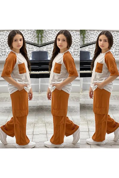 MUMİKİDS Girl's Bottom and Top Set 2 Pieces Combination