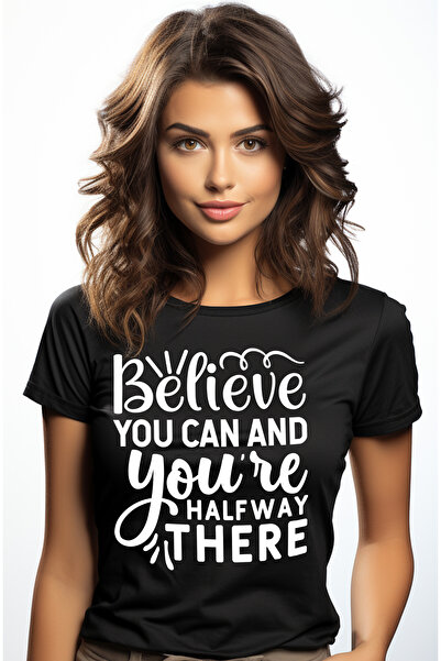 StoryGift Romania Tricou Femei cu mesaj motivational "Believe you can and you...