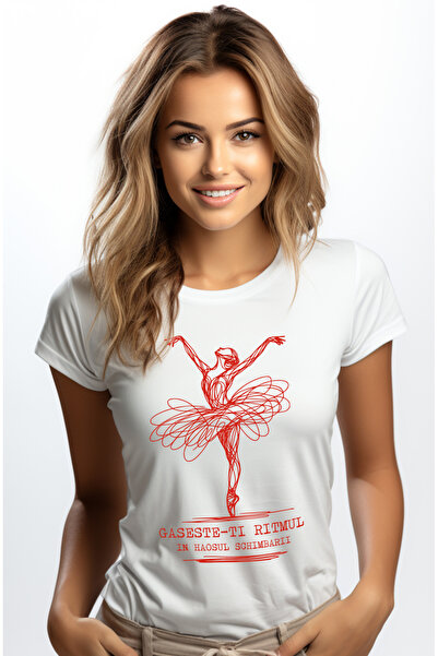 StoryGift Romania Tricou Femei Balerina Text Inspirational Gaseste-ti Ritmul ...