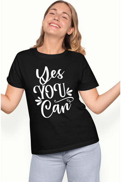 StoryGift Romania Tricou Femei cu textul in engleza "Yes, you can" - da, tu p...