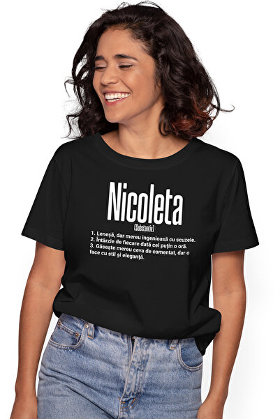 StoryGift Romania Tricou Femei Cu Numele Nicoleta, si Mesaj Amuzant, Lenesa, ...