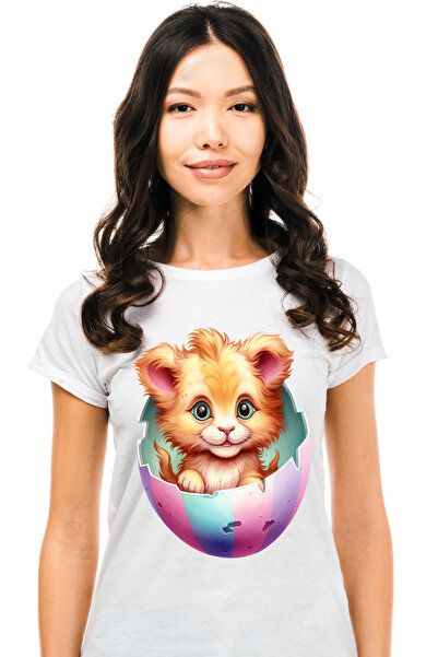 StoryGift Romania Tricou Femei cu un pui de leu care iese dintr-un ou spart, ...