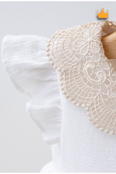Mymio 0-24 Months 100% Cotton Baby Girl Child Lace Embroidered Crinkle Vintage Summer Holiday Dress 4289