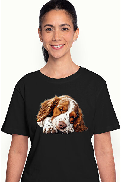 StoryGift Romania Tricou Femei cu un catel aproape adormit, ilustratie, somno...