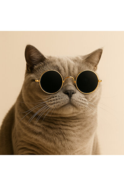 PAWPETİA Evcil Hayvan Gözlüğü | Kedi ve Köpekler İçin Yuvarlak Camlı Şık Aksesuar