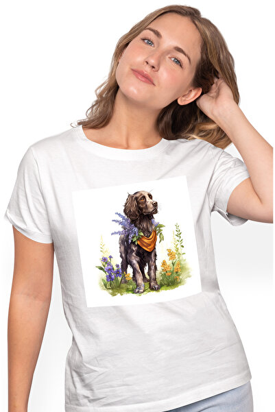 StoryGift Romania Tricou Femei cu un caine cenusiu care priveste in zare, ilu...