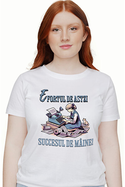 StoryGift Romania Tricou Femei Fata Munca Continua Text Motivational Efortul ...