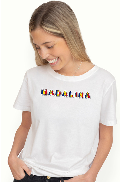 StoryGift Romania Tricou Femei Cu Numele Madalina, Romania, Suporter, Steagul...