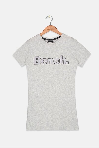 BENCH تي شيرت مطبوع بأكمام قصيرة ورقبة دائرية للأولاد الصغار، رمادي مارل