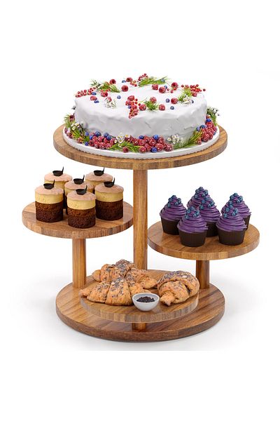 mavitrendd Flower Pot 4-Shelf Flower Pot Decorative 5-Shelf Presentation Cake Presentation Natural Wood Flower Pot Apartment Mod