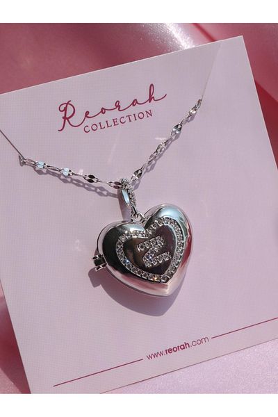 Reorah Collection Heart Letter Locket Steel Necklace-Letter Z