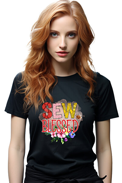 StoryGift Romania Tricou Femei cu mesajul "Sew blessed", profesie, ilustratie...